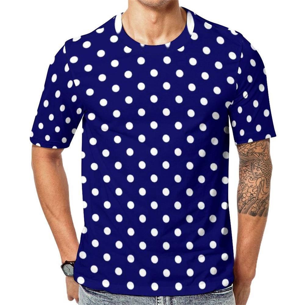 Summer Men's Crew Neck T-Shirt, Retro Polka Dot Print, Y2K Style, Gym T-Shirt, Breathable Beachwear, Novelty T-Shirt