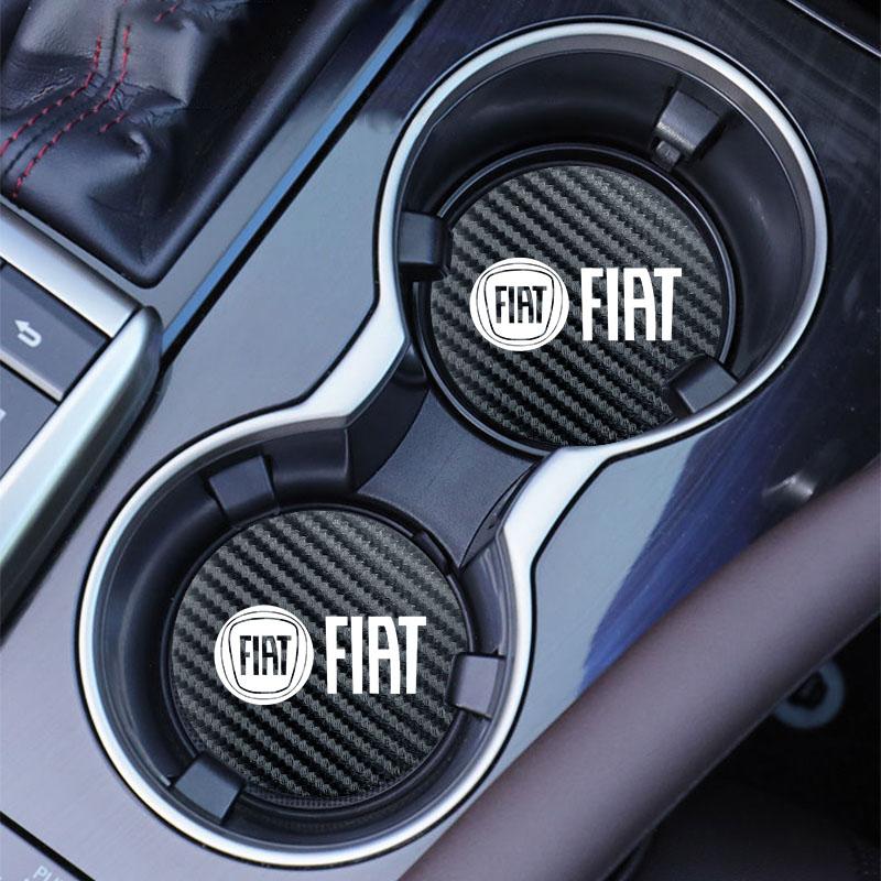 2 Peças Porta-copos de Carro PVC Logo Almofada para Copo de Água Tapete Antiderrapante Acessórios Para Fiat Abarth 500e Panda Tipo FR Argo Freemont Viaggio Bravo