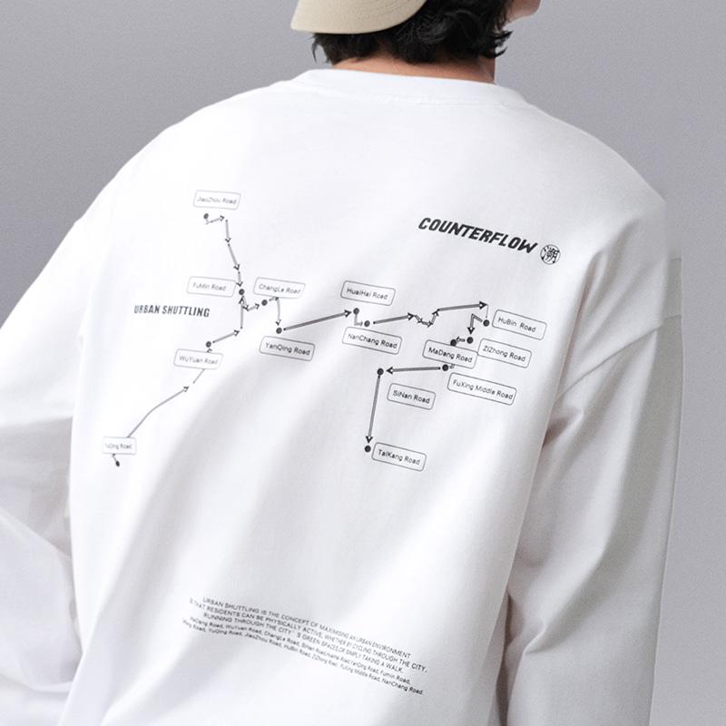 Li Ning CF Letter Print Casual Sports Crew Neck Pullover Long Sleeve Drop Shoulder T-Shirt Men Tops Standard-White ATLU113-2