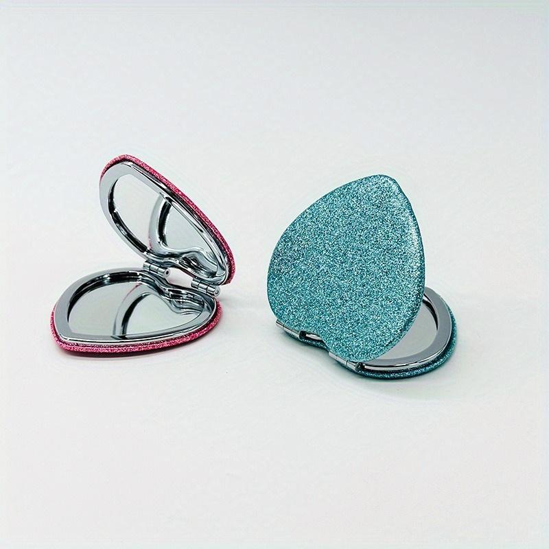 1PC Heart Shape Loose Powder Double Sided Makeup Mirror Portable for Birthday Wedding