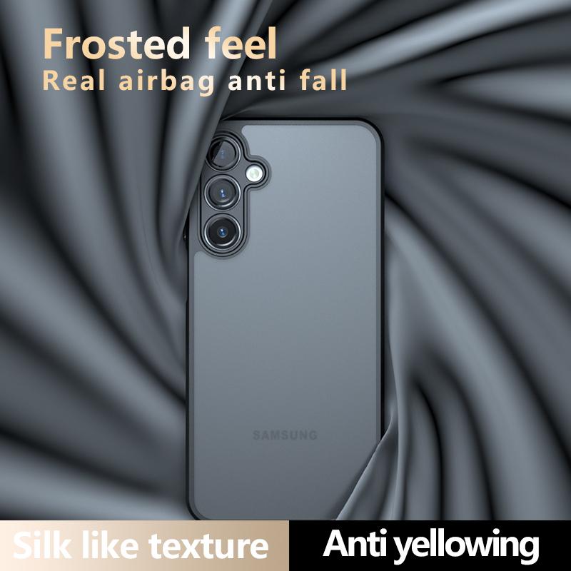 For Samsung Galaxy A16 5G/A16 4G Case Skin-Touch TPU+PC Matte Phone Shell,Transparent Black