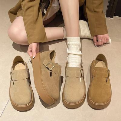 Retro All-inclusive Women's Spring and Autumn New Thick-soled Muffin Versatile Height Increase One-pedal Loafer Single Shoes