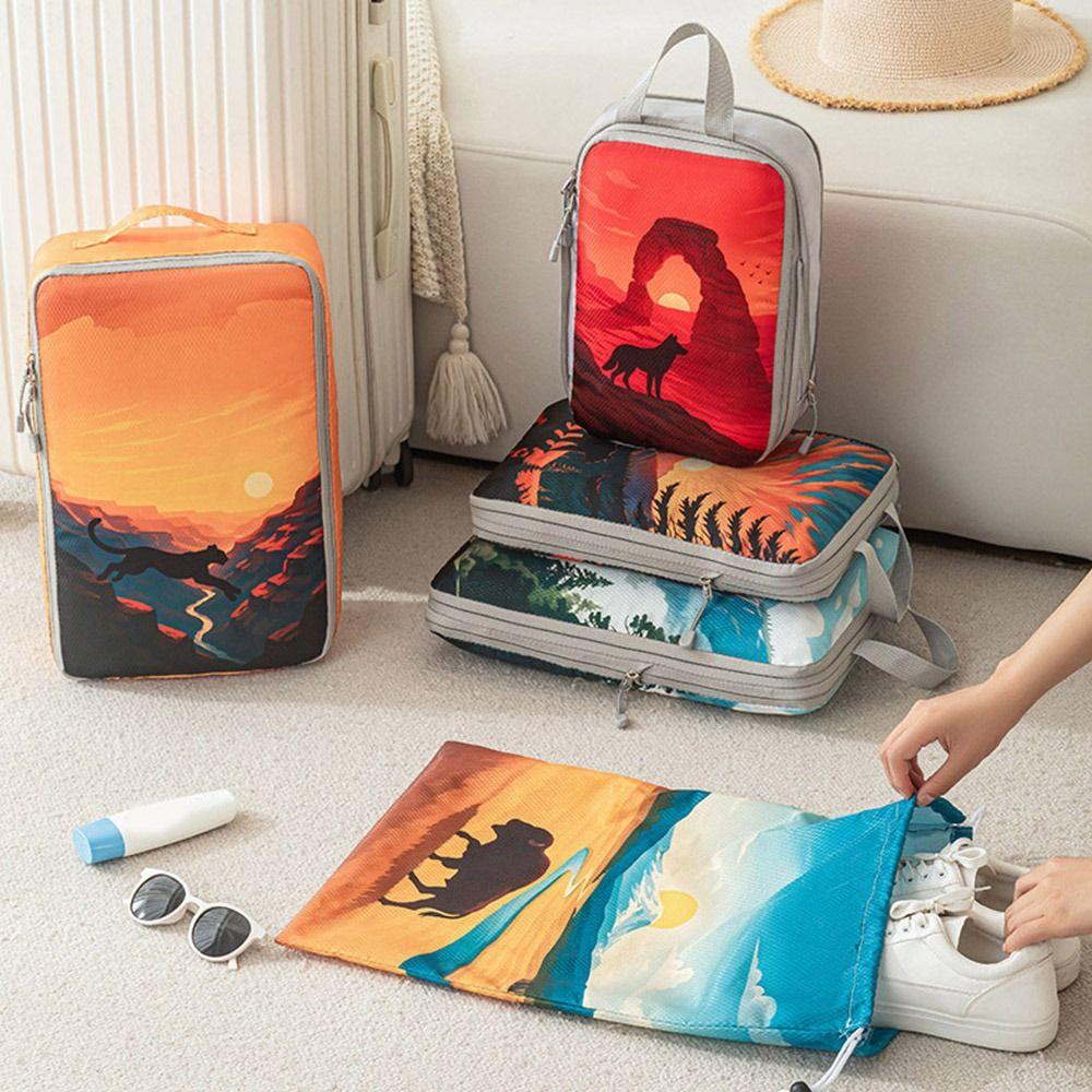 

Washable Travel Storage Bag Large Capacity Clothing Storage Bag Printed Travel Organizer Underwear Style D