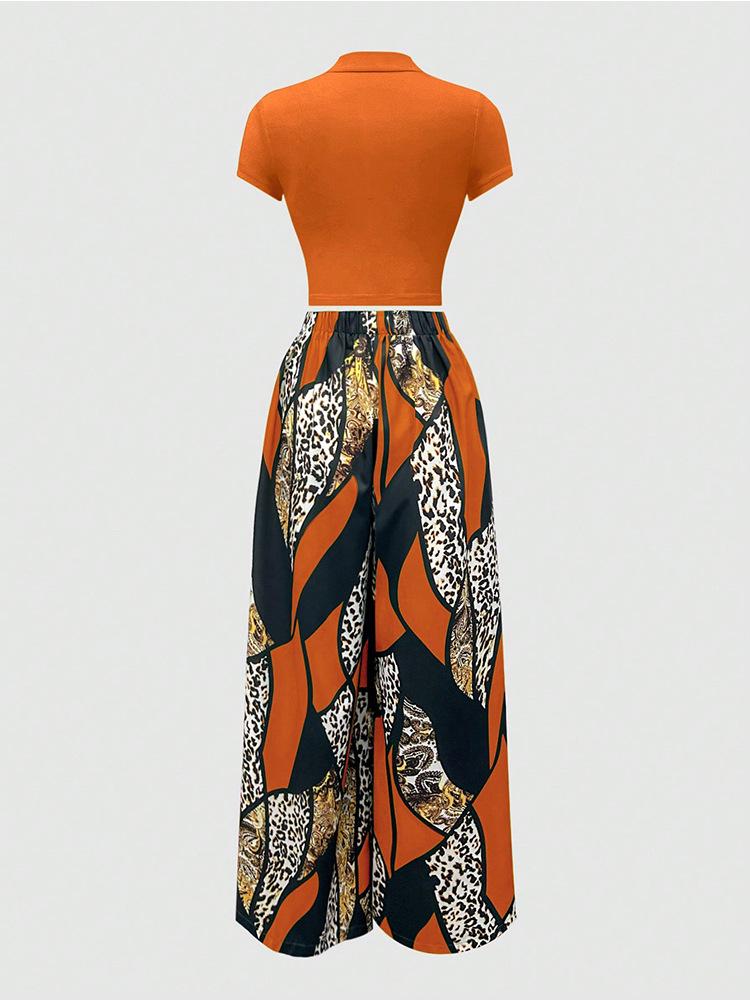 Women's Sleeveless Printed Fashion Set with Versatile Wide-Leg Pants
