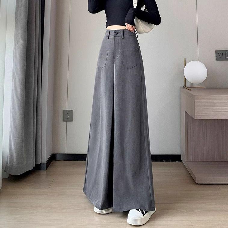 

Women s Black Wide-Leg High-Waisted Drapey Pants - Korean Style, Slimming, Versatile, Casual Pant Skirt for Spring and Autumn XL for 120-130 jin