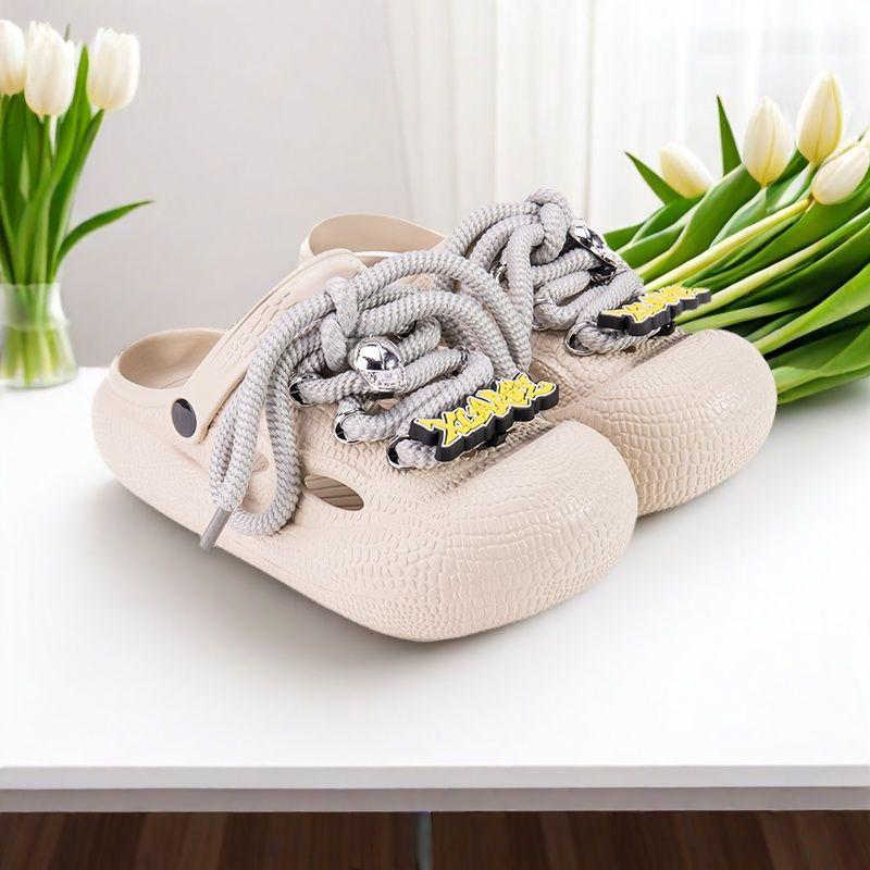 

Couple hole shoes new summer wear thick-soled straps bag head slippers eva cool slippers women s 36/37 [Standard Size] хакі