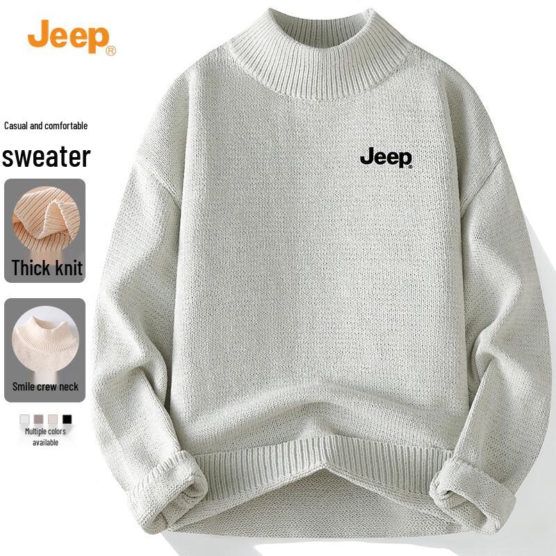 JEEP Men's Half-High Collar Long Sleeve Knit Sweater