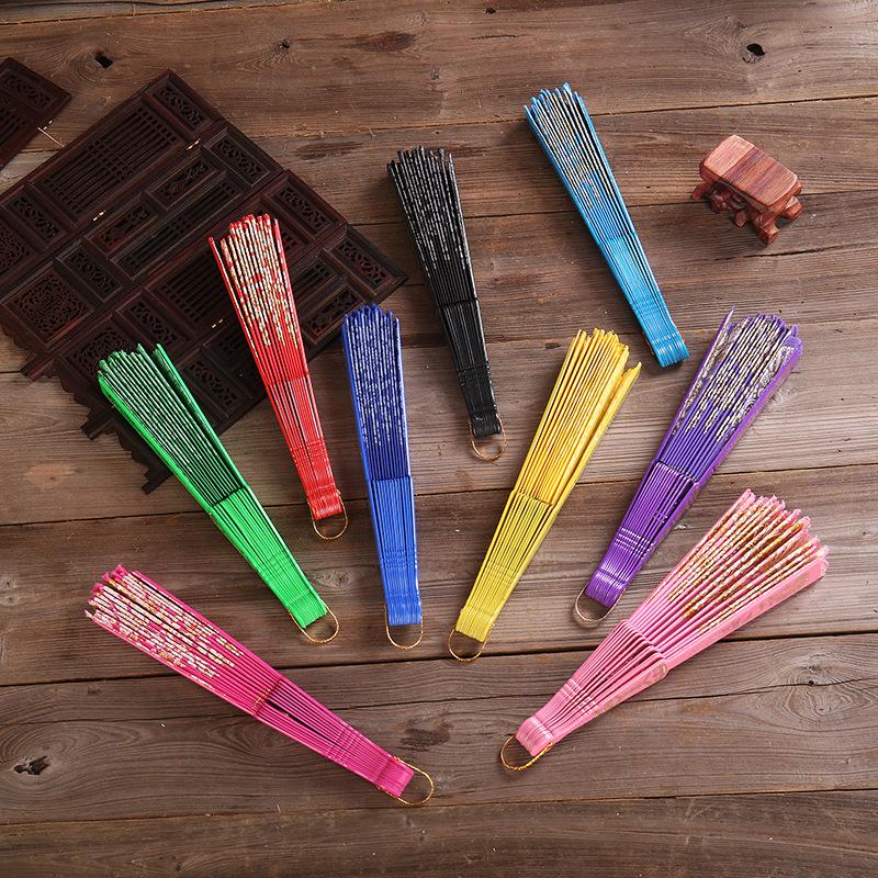 Vintage Folding Fan Chinese Style Dance Performance Hand Fans Gold Powder Plastic Fan Art Craft Gift Wedding Party Home Decor