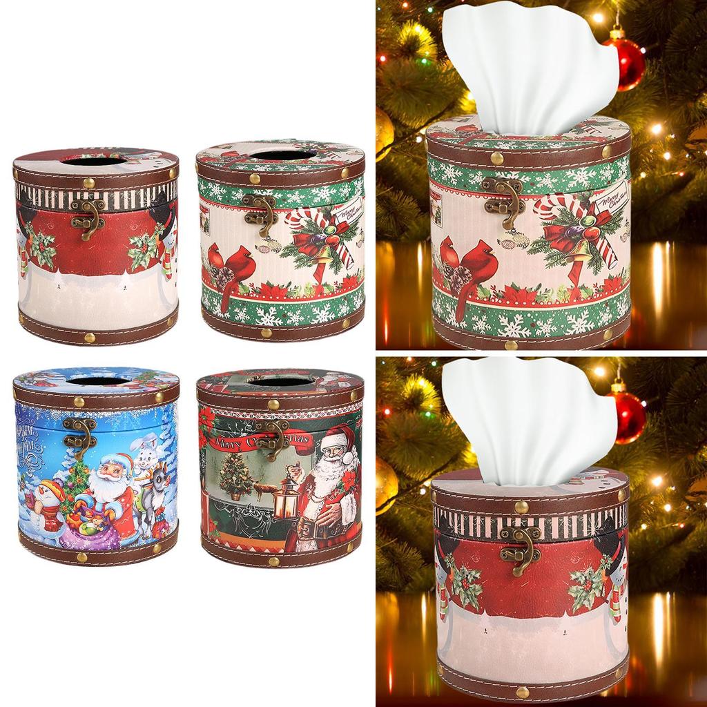 Christmas Tissue Box Holder Round Tissue Box Creative Crafts Utility Decorative