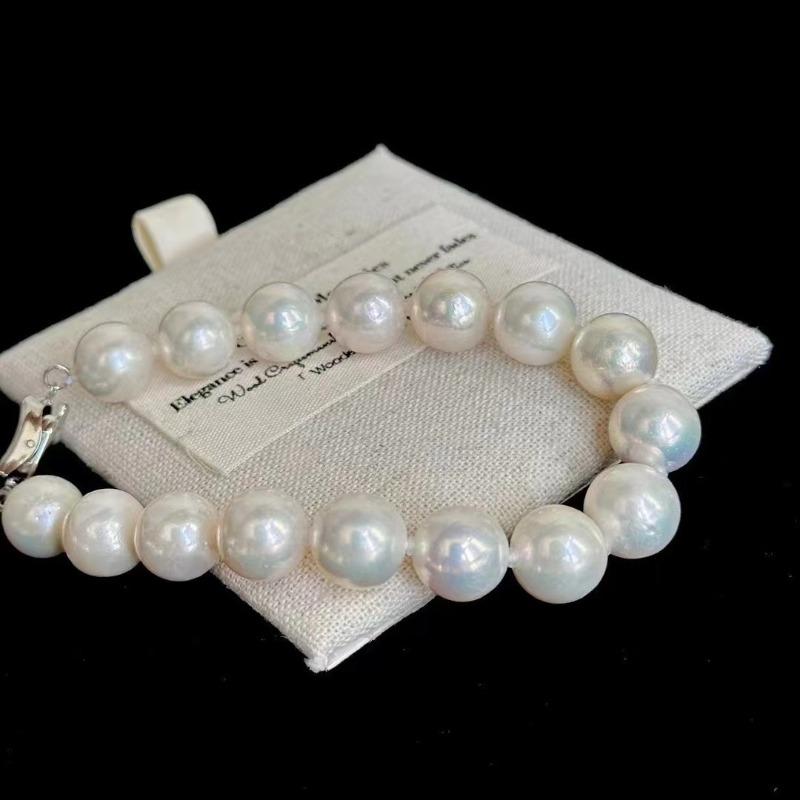 Freshwater Edison Pearl Bracelet Mm Round Strong Light Flaw Simple Versatile Bracelet Bracelet S Silver
