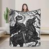 Vintage Headless Horseman Blanket: Gothic Halloween Art, Spooky Pumpkin Decor, Cozy Flannel Throw