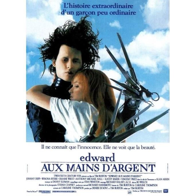 EDWARD AUX MAINS D'ARGENT Affiche Cinéma Originale Roulée Petit Format 53x40cm TIM BURTON