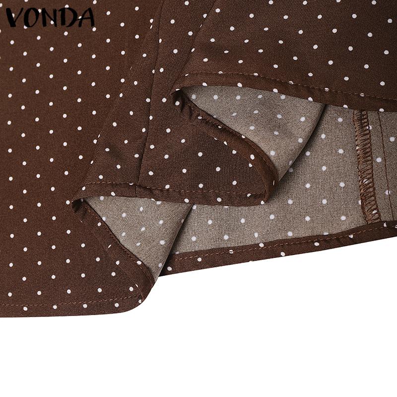 VONDA Women High Zip-up Waist Polka Dots A-Line Long Skirts