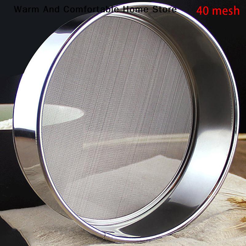 40 Mesh Round 304 Stainless Steel Lab Sieve Aperture Standard Sifters Shakers Kitchen Flour Powder Filter Screen Soil Strainer
