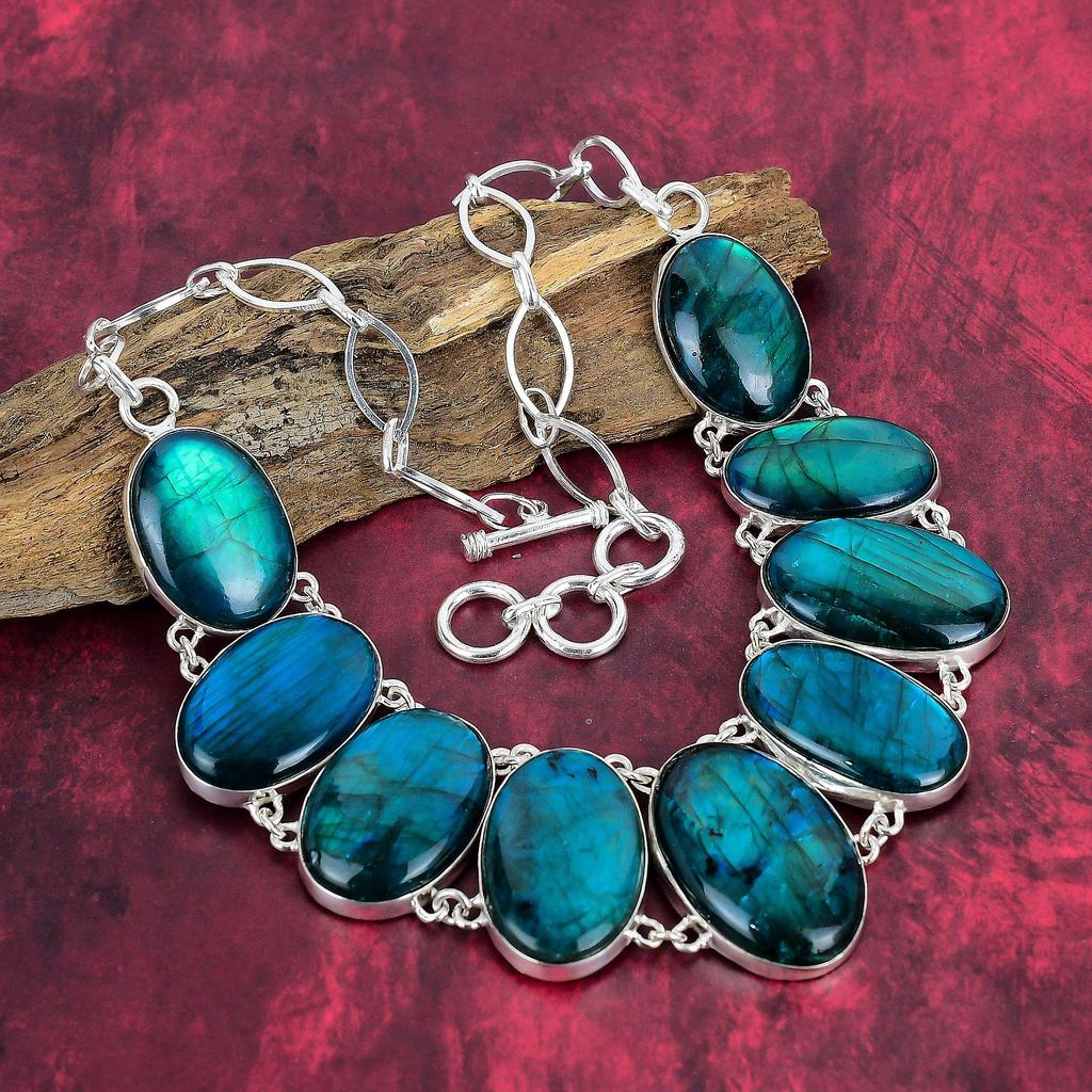 Neon Flash Labradorit Schmuck Handgemachte Edelstein Halskette, 925 Sterling Silber Halskette Antik Schmuck Halskette Verlobungsgeschenk
