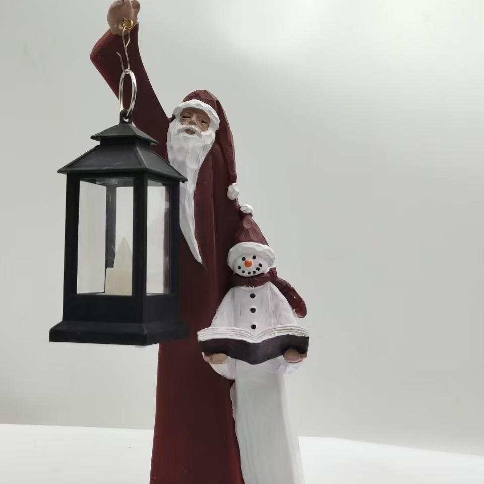 Christmas Resin Craft Ornaments: Santa Claus and Snowman Night Light for Home Décor