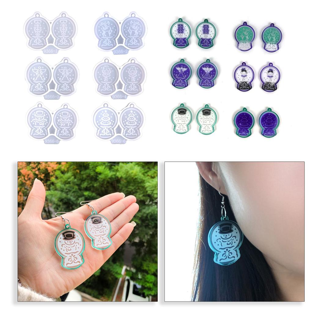 6 Stück Glänzende Silikonharzformen Kristallkugel Schlüsselanhängerform DIY Anhänger Ornamente Ohrringe Epoxidharz Bastelform