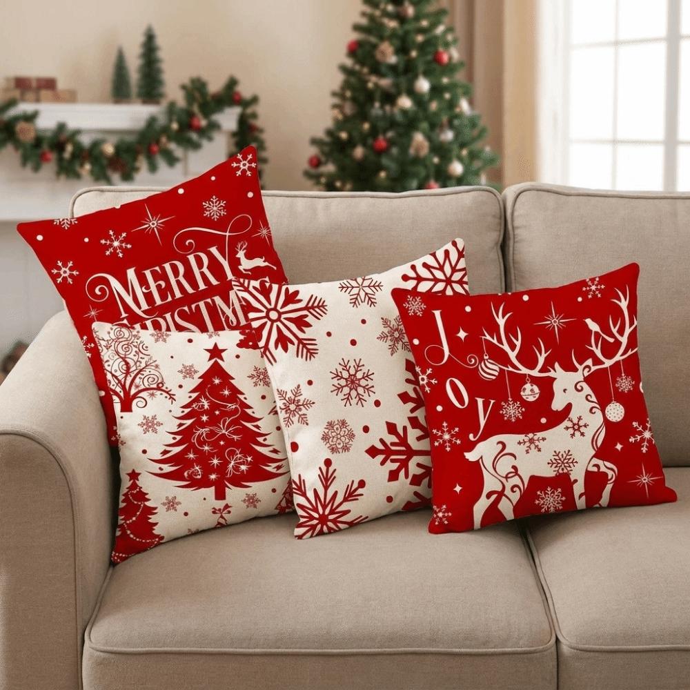 Comfortable Xmas Cushion Cover Soft Christmas Tree Cushion Cover Throw Pillowcase New Year Decor