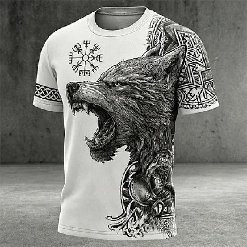 Men's Casual Skull Graphic Print Short Sleeve T-Shirt Crew Neck Streetwear Camiseta Masculina Summer Fashion Daily Tops Tees