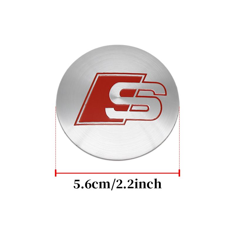 For Audi A5 Tire Decoration For Audi A4 B8 A3 8P A6 C7 8V B6 B7 B9 Q5 A1 A5 4PCS 56mm Car Emblem Wheel Hub Cap Decals Stickers Decoration