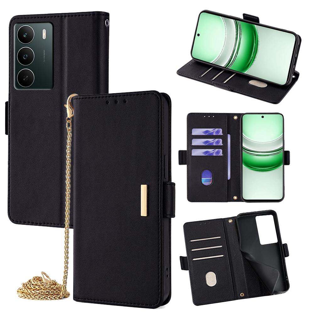 For Realme C71 4G Case PU Leather Wallet Stand Phone Cover with Crossbody Shoulder Strap