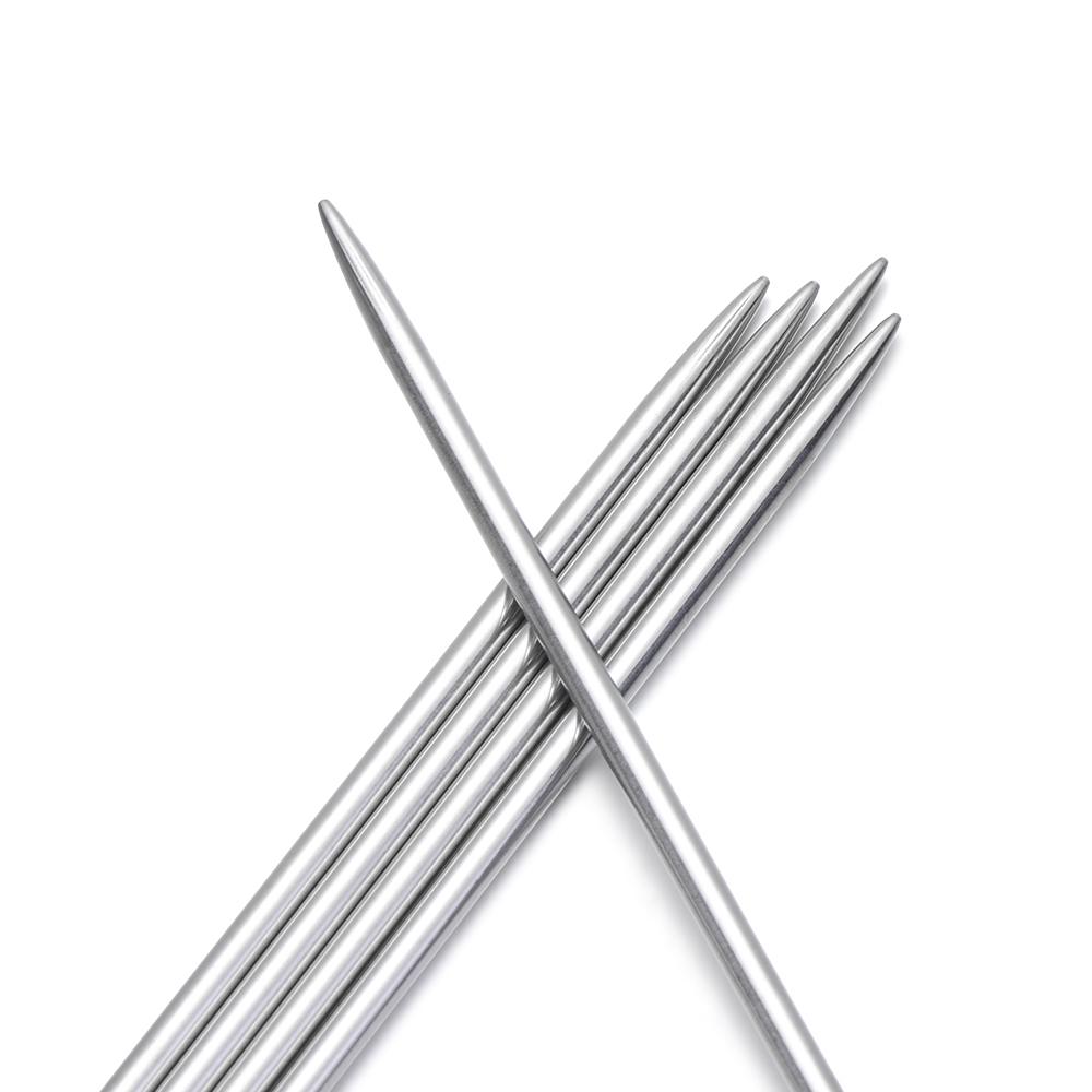 5Pcs Stainless Steel Straight Knitting Needles Metal Crochet Hook DIY Sweater Weave Knitting Tools Size 2-5mm Sewing Accessories