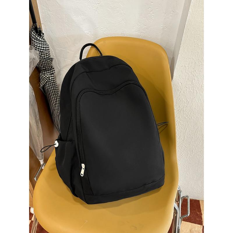 Casual solid color large capacity schoolbag new middle and high school students backpack travel backpack