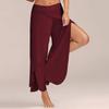 Women Fashion Casual High Slit Flowy Layered Palazzo Pants Loose Wide Leg Pants