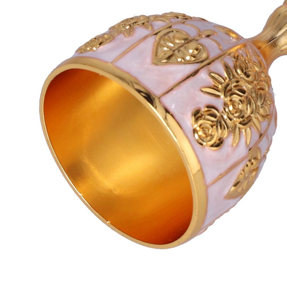 2Pcs Miniature Size Golden Goblet Set Copper Alloy Travel Decor Ornaments Indoor Tabletop Decor