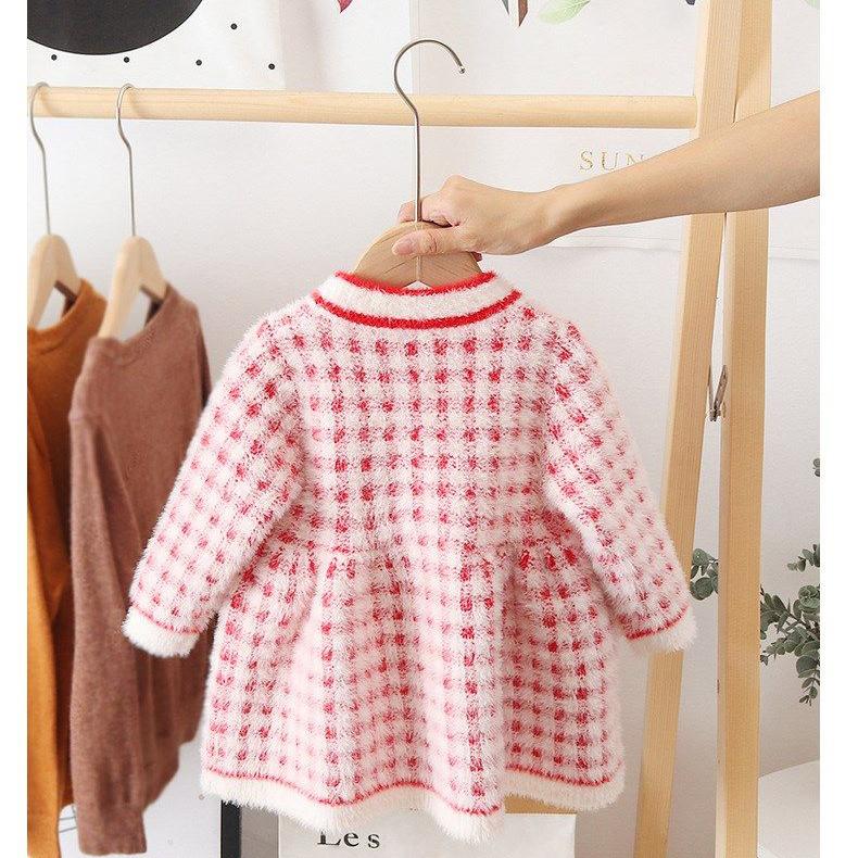 Autumn Winter Girls Baby Snow Keep Warm Knitted Sweater Mini Dress