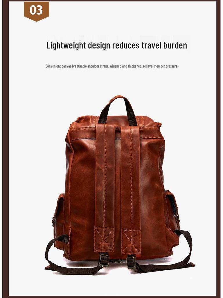 Men's Vintage Leather Backpack for Business and Travel