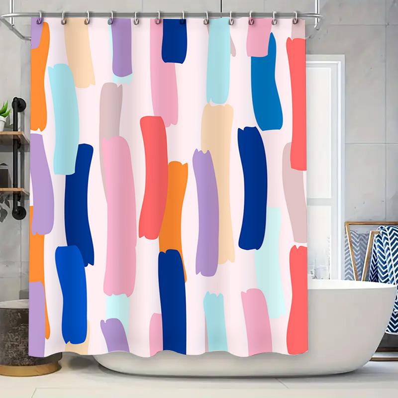 

Colorful Splash Bath Shower Curtain Modern Blue White Pink Decorative Waterproof Fabric Tapes Bathtub Rod Hanging Set For Bathro W60H190(CM)-1 Pcs