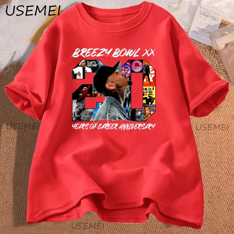 Chris Brown TShirt Women Men Breezy Bowl XX T Shirt Chris Brown 20 Years of Career Anniversary Graphic T Shirts Unisex S
