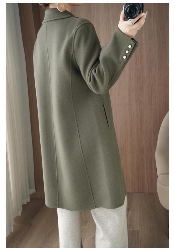 Women's Mid-Length Wool Coat - New Autumn/Winter Double-Faced Fleece Style
