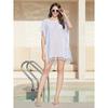 Women's Chiffon Tassel Beach Cover Up Loose Fit Round Neck Swimwear Cover Up, Plus Size Summer Vacation Robe 0977 CLE