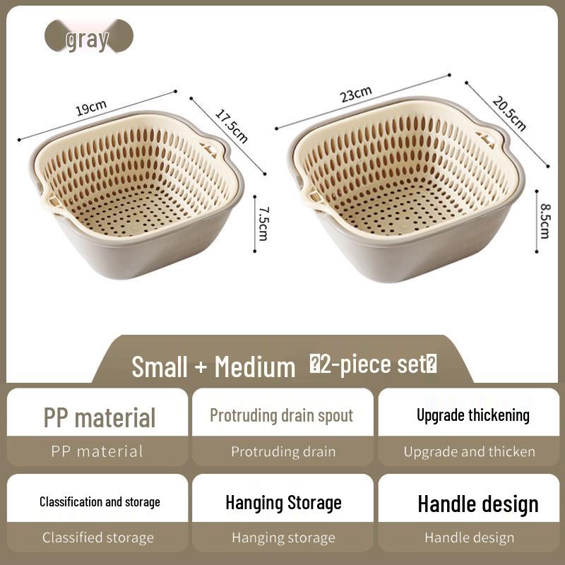Dual-Layer Vegetable Washing and Drain Basket: Kitchen & Living Room Fruit and Vegetable Colander.