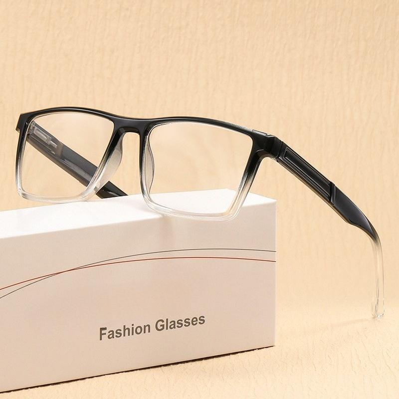Neue modische Herren-Presbyopiebrille Retro Anti-Blaulicht HD Lesebrille Übergröße Quadratischer Rahmen Fernsichtbrille
