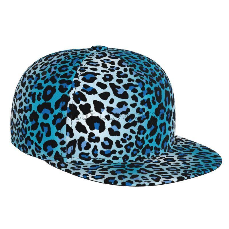 Leopard Print Baseball Cap Men Women Adjustable 3D Printed Snapback Flat Bill Hip Hop Hat Flat Brimmed Hat
