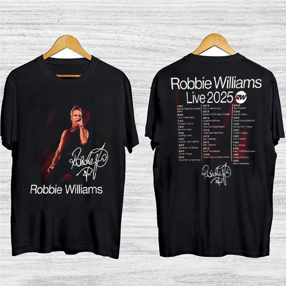 Robbie Williams Tour 25 T-Shirt Concert Tee Twoside 16D422 Unisex T-Shirt S