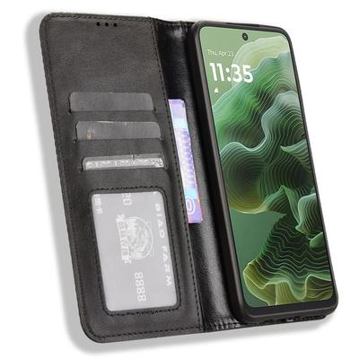 For Motorola Moto G35 5G Leather Case Wallet Stand Retro Texture Phone Cover
