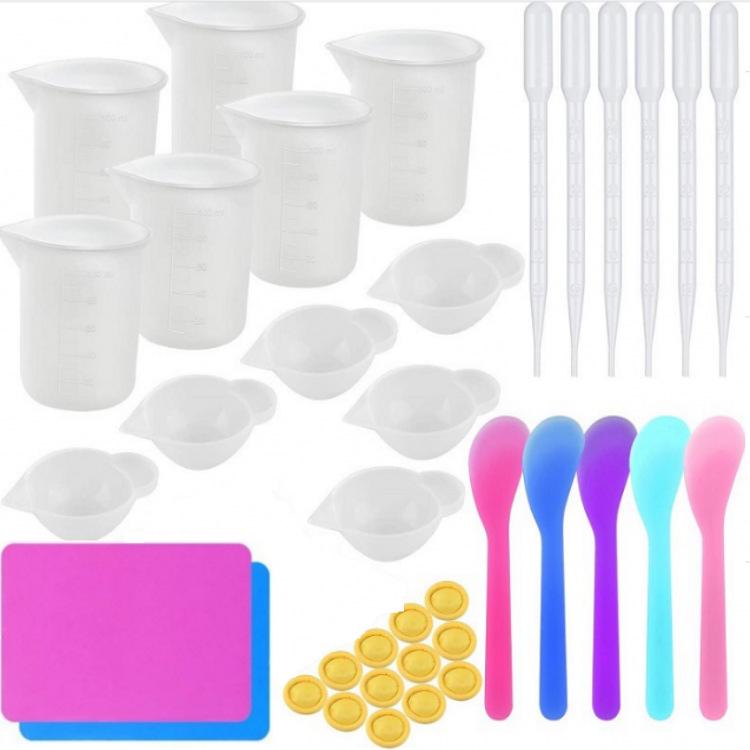 Epoxy Resin Mixing Tool Set: Silicone Pad, Measuring Cup, Stirring Stick