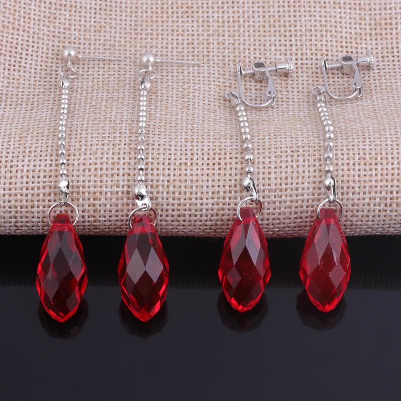 Big Size Red Kurapika Kurta Cosplay Earrings Anime Hunter X Hunter Clip Earrings for Women Men Christmas Jewelry Gift
