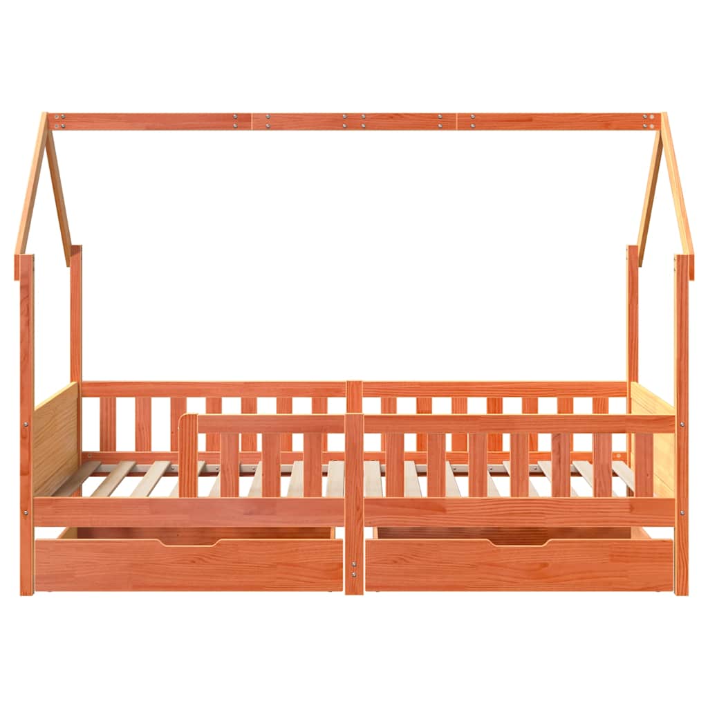 Vidaxl Children's Bed Frame with Drawers, 80X200 Cm, Pine