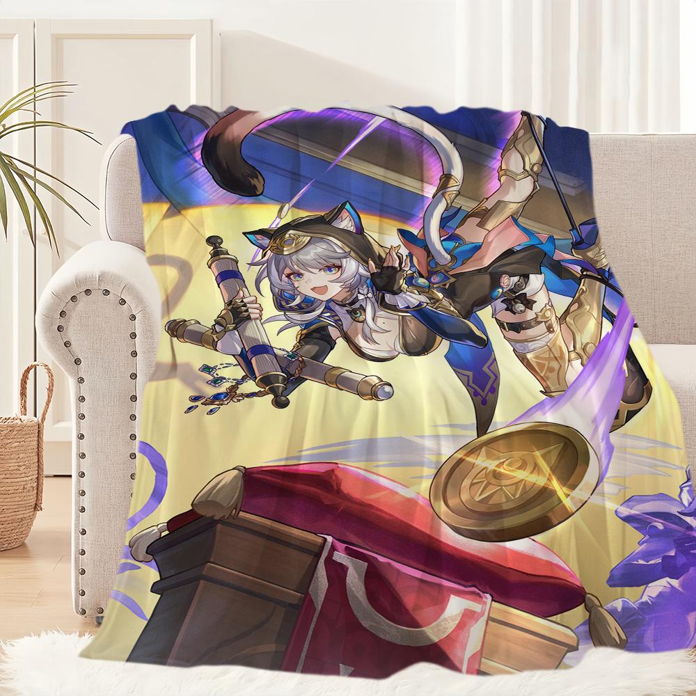 Cipher Honkai Star Rail Game Blanket Blanket for Couch Sofa Travel Home Hiking Picni Bed Beding Flannel Blanket Birthday Gift
