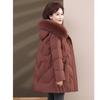 Down jacket mother women's clothing new medium and old winter medium and long thickened fox fur collar white duck down jacket