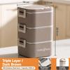 Portable Stackable Lunch Box With 304 Stainless Steel Inner Containers, Side Buckles And Carry Handle For School Office Travel Meals