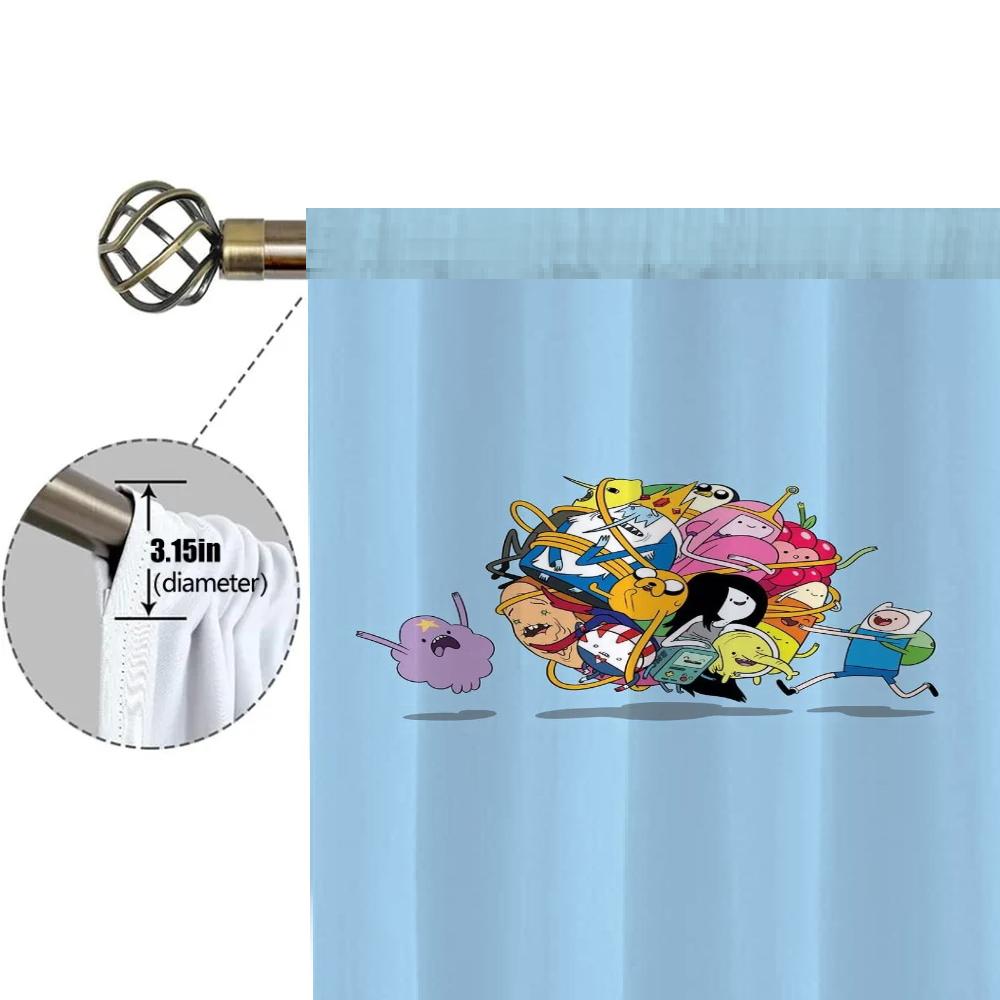 Zasłony Okienne Kuchenne do Salonu 2 Sztuki Zasłony Zaciemniające Zasłona na Drzwi A-adventure Time Przegroda Dekoracja Sypialni