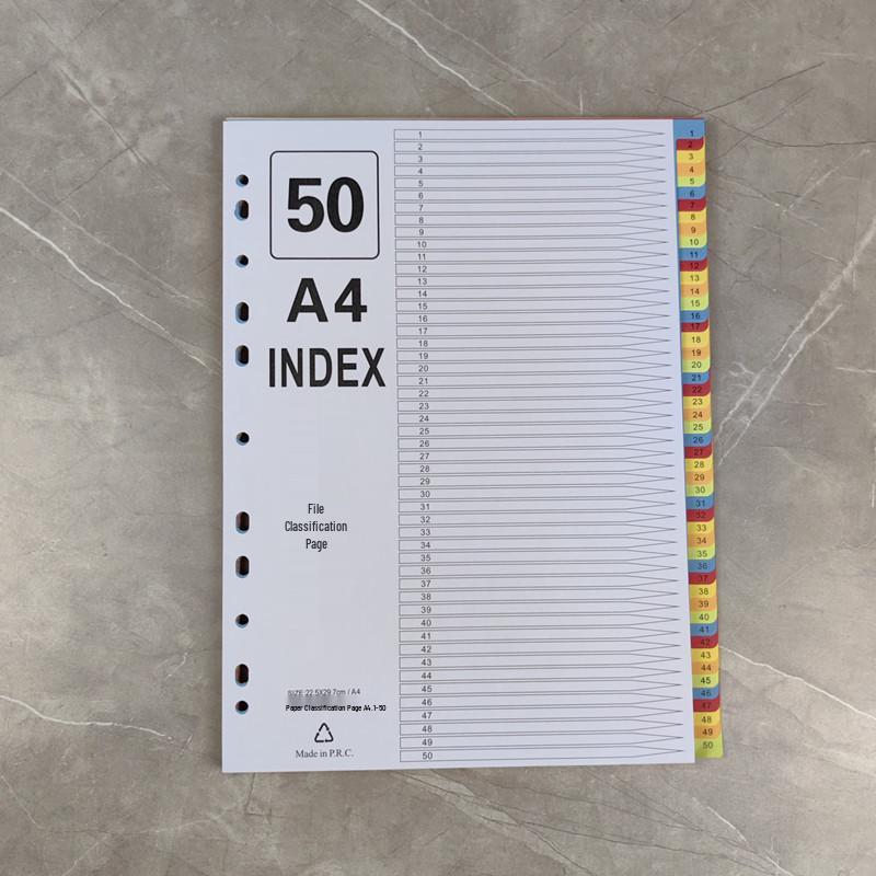Set de separadores A4 de hojas sueltas: 12 Páginas de Índice Mensual, 50 Páginas Etiquetadas, 31 Páginas de Clasificación por Letra de Colores, Perforadas para 11 Agujeros.