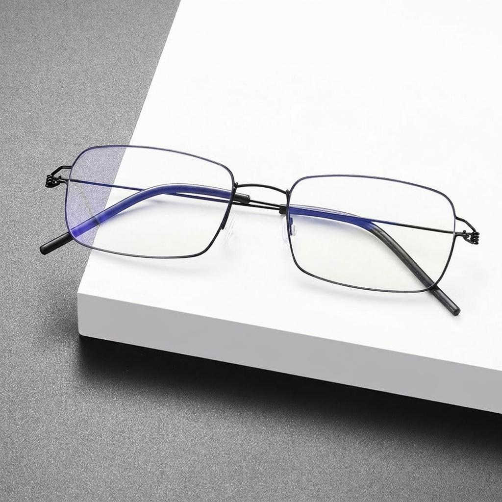Ultra Light Pure Titanium Rectangle Reading Glasses Screwless Anti Blue Light Glasses for Men Women Business Daily Use Eyewear