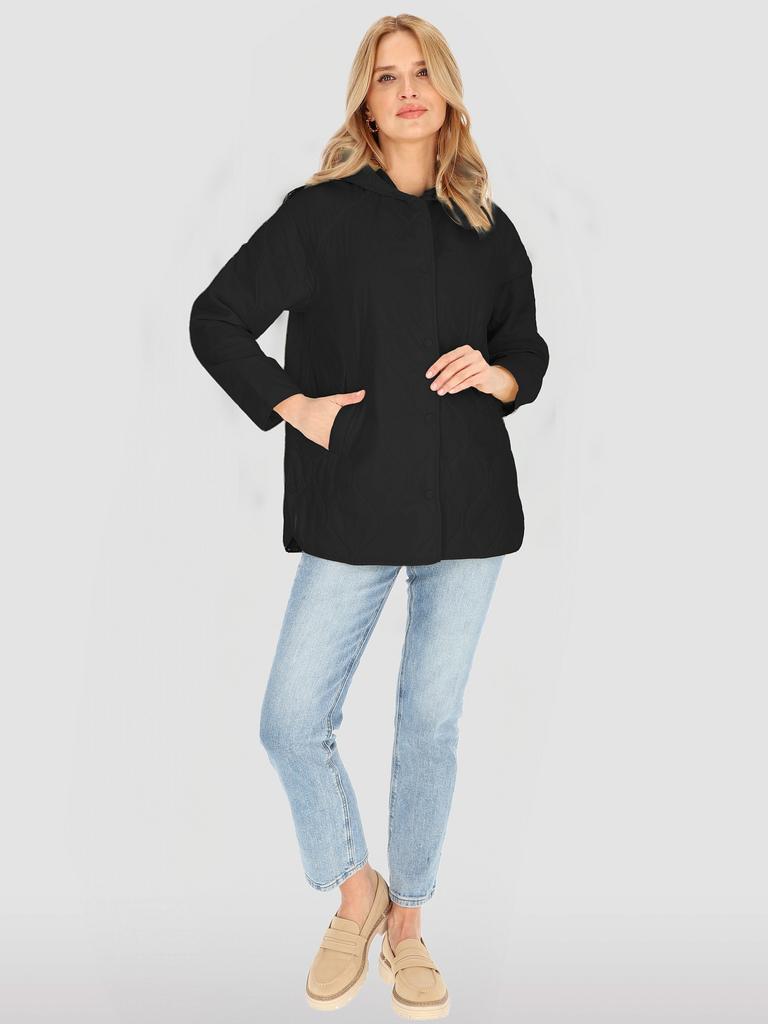 WOMEN' QUILTED TRANSITION JACKET WITH HOOD